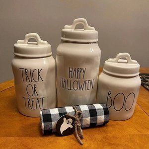 Rae Dunn White Halloween Canisters